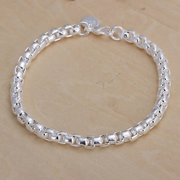 Classic Round Box Chain Sterling Silver Bracelet - 20cm