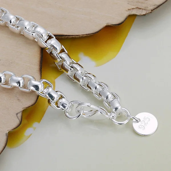 Classic Round Box Chain Sterling Silver Bracelet - 20cm